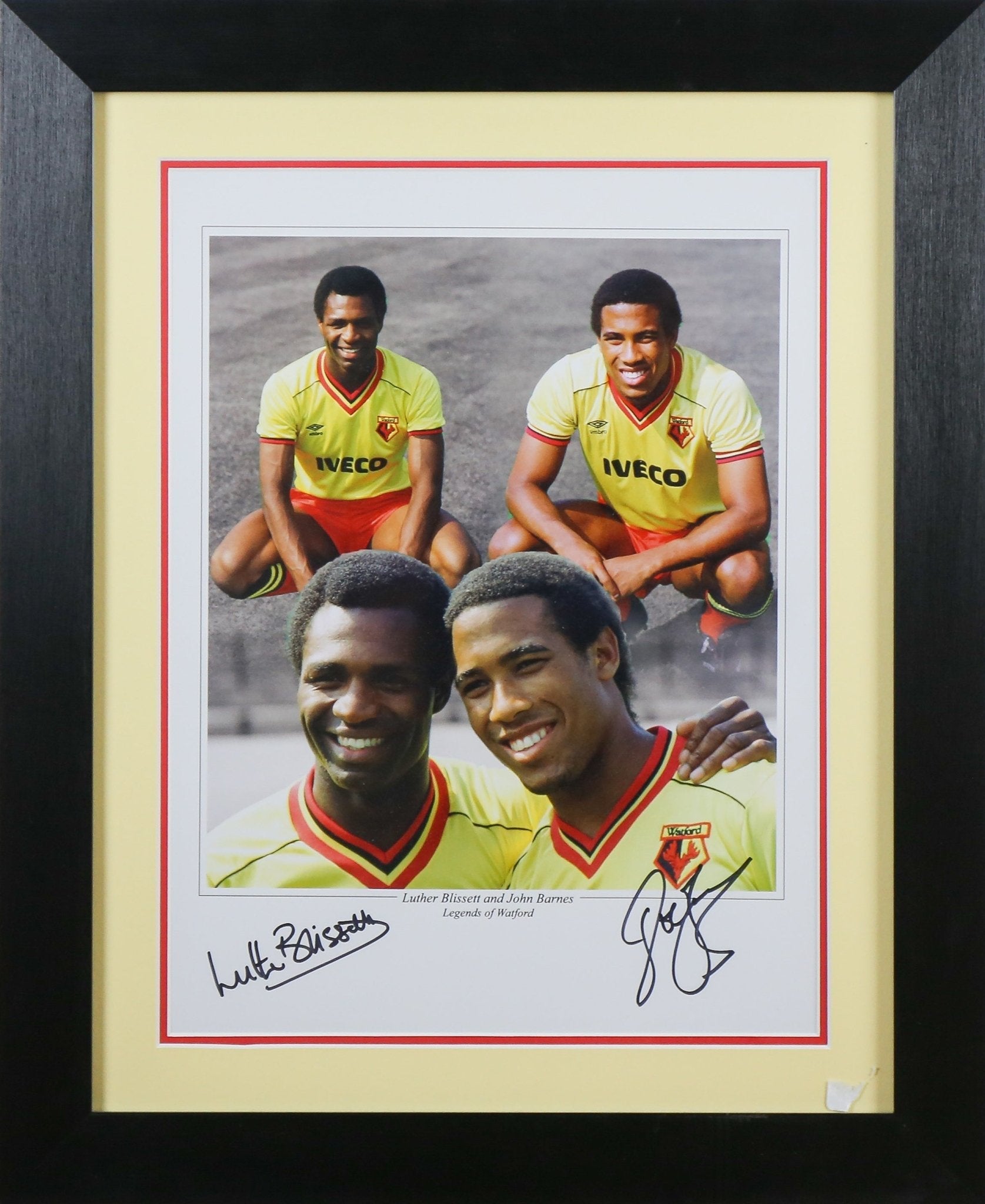 Luther Blissett and John Barnes Signed Watford 12x16 Photograph Framed Display - Memorabilia Framers Shop